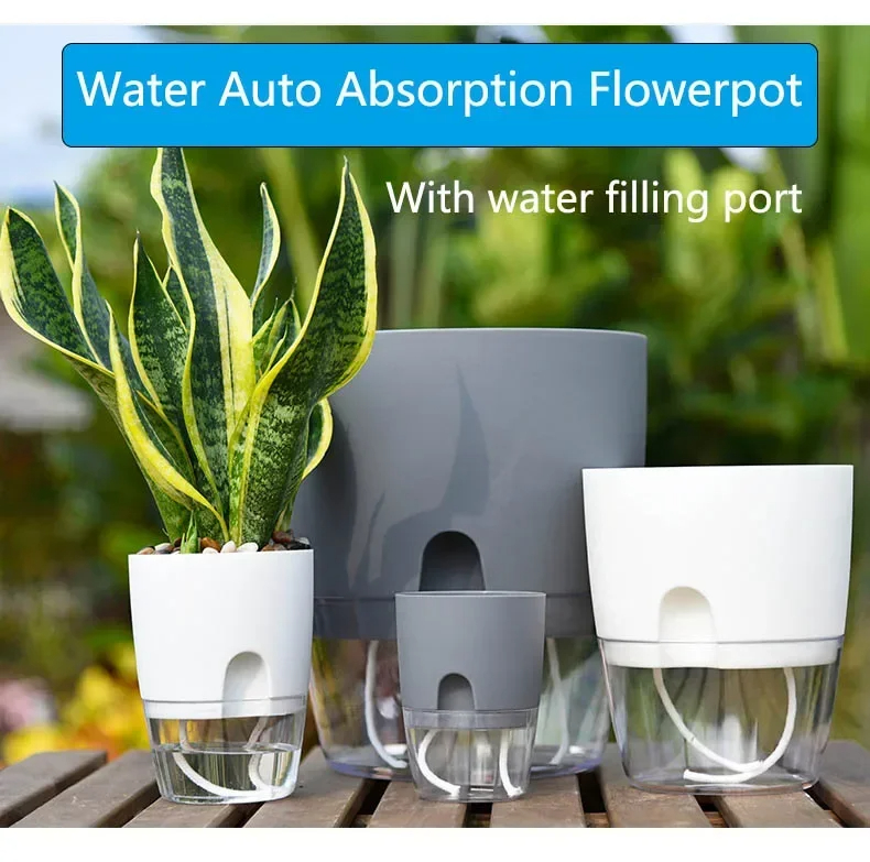 Aloe Vera Pot - Transparenter Doppelschichtiger Kunststoff-Blumentopf Selbstbewässernder Blumentopf mit